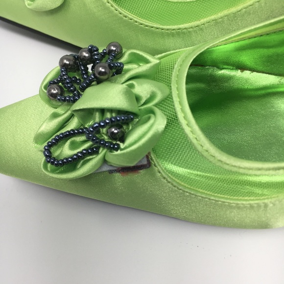 EY Boutique Women's Green Satin 2.5 Inches Heel - Picture 7 of 16